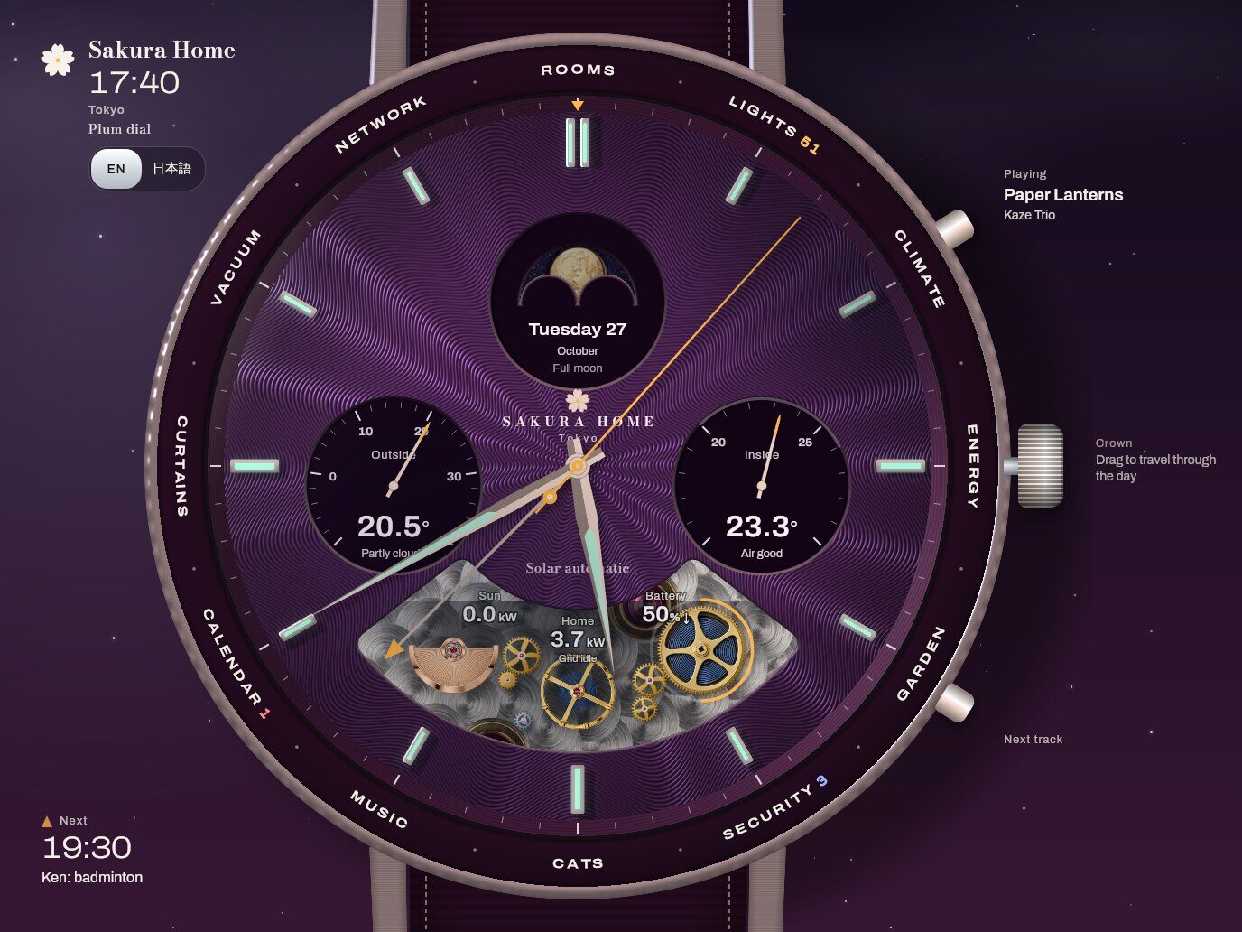 Chrono: a still of the dashboard