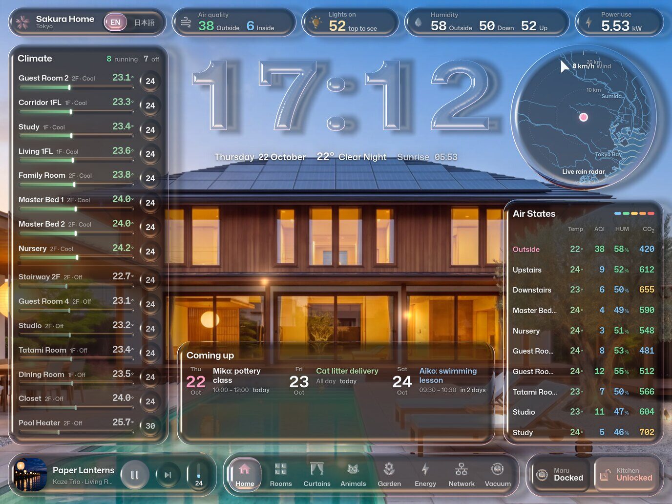Glasshouse: a still of the dashboard
