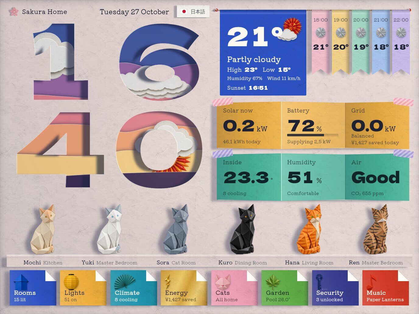 Origami: a still of the dashboard